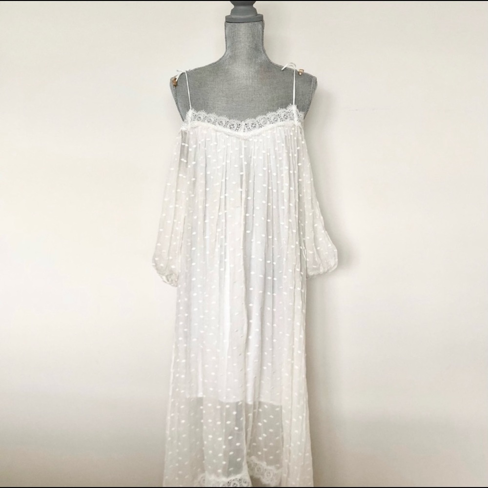 Zimmermann White Sheer Polka Dot Dress